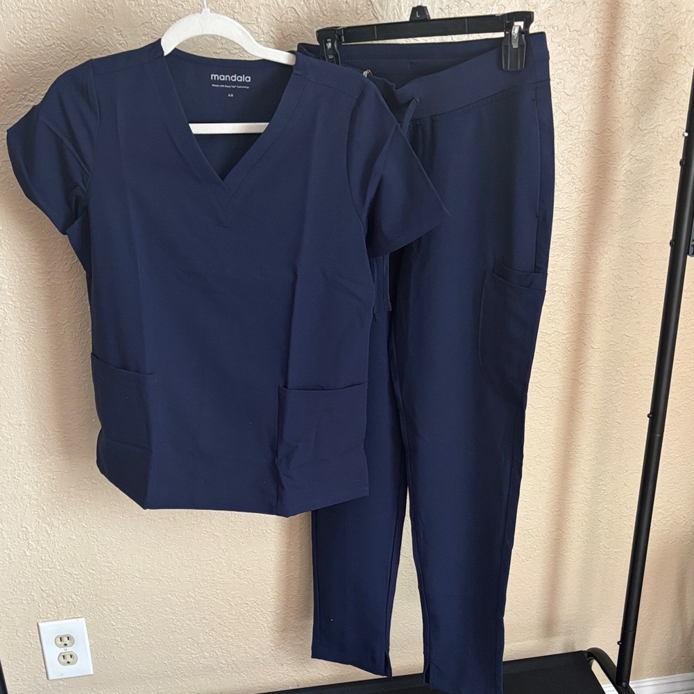 Mandala Navy Blue Scrub Set